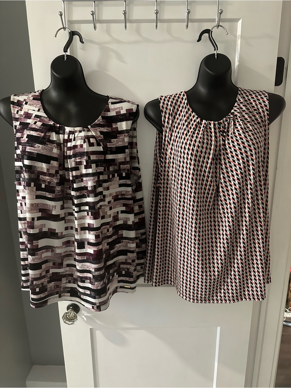 Calvin Klein 3X Mixed-Print Sleeveless Tank Tops in Black, White & Plum